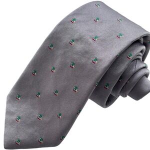 Lands End Silk Tie Gray Mallard Duck All Over Pattern Woven In England Jacquard